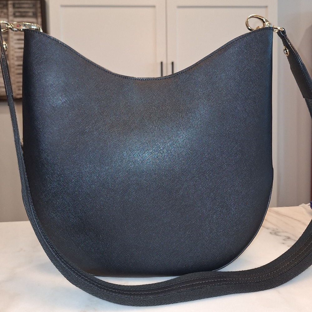 NWOT Henri Bendel Black West 57th Saffiano Leather Hobo Handbag w/ Crossbody - Picture 2 of 4